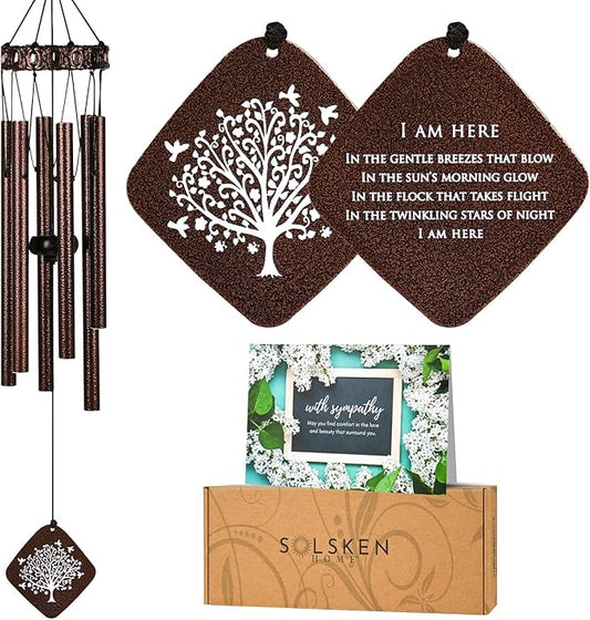 Memorial Wind Chimes I Tree of Life Wind Chime I Windchimes in Memory of a Loved One I Bereavement Gift for Loss of Father, Mother, Wife, Husband I Condolence Remembrance Gift I 29" Bronze