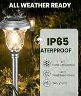 BEAU JARDIN 8 Pack Solar Pathway Lights White+ Color Changing Stainless Steel 3 Mode Outdoor Multicolor Metal Solar Powered Waterproof Glass for Garden Landscape Path Yard Walkway Driveway Silver