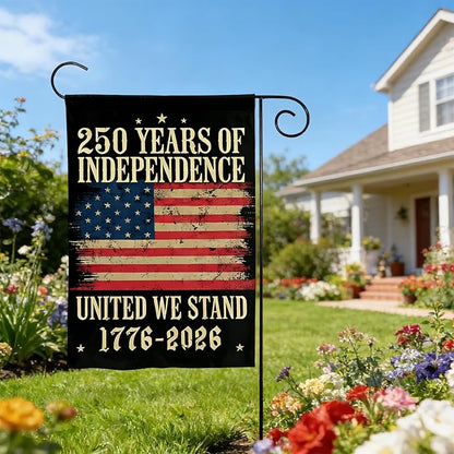 1776-2026 250th Anniversary USA Garden Flag, 4th of July Garden Flag for Outside, 12x18 Double Sided Outdoor Decoration for Independence Day, Red White Blue American Flags, Patriotic Banner for Yard