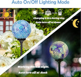Afirst Solar Lights Outdoor Decorative Mosaic Gazing Ball Garden Stakes Decorative Lights Waterproof Glass Ball LED Pathway Stake Light for Pathway Yard Lawn Decoration Blue