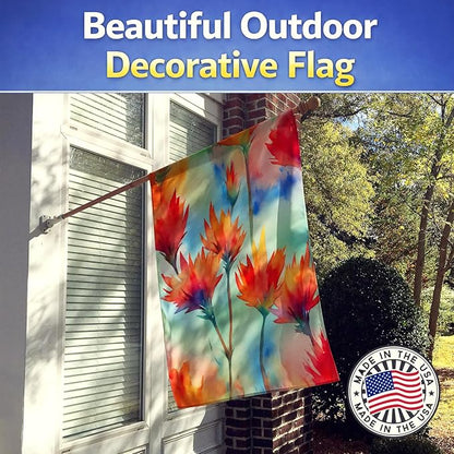 Caroline's Treasures Wyoming Indian Paintbrush in Watercolor House Flag Large Porch Sleeve Pole Decorative Outside Yard Banner Artwork Wall Hanging, Polyester, House Size, Multicolor