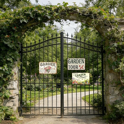 Garden Signs for Outside Personalized Metal Welcome Garden Tin Sign Farm Decor Vintage Garden Tour 5 Cents Sign Wall Art Decorative Outdoor Funny Gardening Signs for Home 8x12 Inch