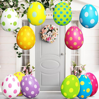 Simgoing 12 Pcs Easter Inflatable Decorations Easter Egg Inflatables Outdoor Decorations Colorful Eggs Decor for Ornament Yard Lawn Garden Holiday Party Indoor Outdoor Decor, 15 Inch (Pastel)