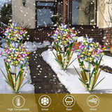 Solar Metal Agave Butterfly Flower Stick Garden Sculpture - Outdoor Christmas Lights With Swaying Butterfly - Solar Powered Gift (2 PCS Light Green)