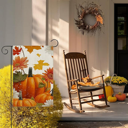 Garden Flags, Garden Flag, Stained Glass Style Pumpkin Maple Leaf Double-Sided Flags for Farmhouse Yard Outdoor Decoration-12 x 18inch (Pumpkin-5)