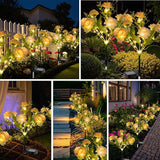 6 Pack Solar Garden Lights Outdoor, 42" Tall 42 LEDs Hibiscus Solar Flower Lights, IP65 Waterproof Decorative Landscape Lighting for Pathway Patio Yard Walkway Decor (Warm White)