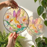 Stained Glass Window Hanging Hummingbird Sun Catcher, Colorful Bird Suncatcher for Window Decor, Handmade Style Hanging Ornament for Home, Garden, Patio Gift