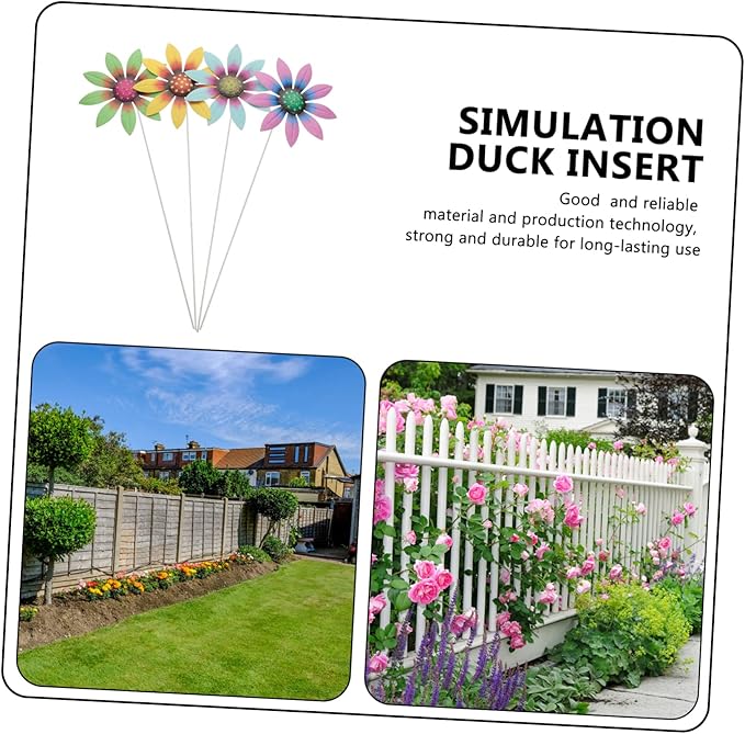 ULTECHNOVO 4pcs Metal Flower Garden Stakes Flower Decor for Lawn and Pathway Garden Insert Decor for Outdoor Patio Courtyard and Walkway