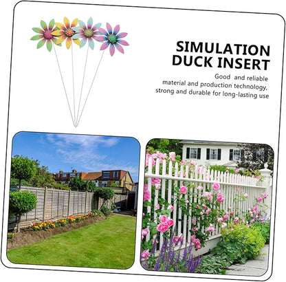 ULTECHNOVO 4pcs Metal Flower Garden Stakes Flower Decor for Lawn and Pathway Garden Insert Decor for Outdoor Patio Courtyard and Walkway