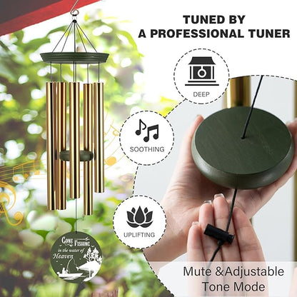 ASTARIN Sympathy Gifts for Loss of Loved One, Condolences Wind Chimes for Loss Grandfather Dad Friends Who Like Fishing, Care Package for Grieving Friend(Produced in USA)