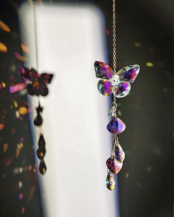 Crystal Butterfly Suncatcher Indoor Hanging for Windows Prism Sunlight Rainbow Maker Sun Catchers Sparkling Decor
