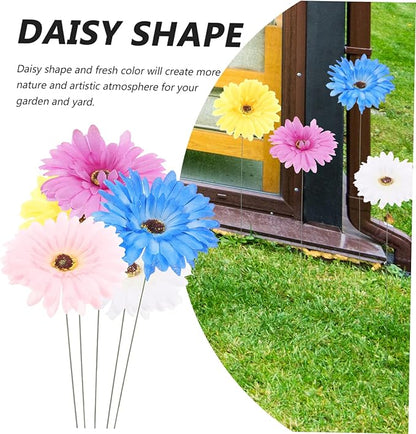 5pcs Daisy Garden Stakes Decor Metal Flower Pathway Stakes for Outdoor Decoration Vibrant Garden Art for Home and Festivals