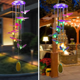 Outdoor Solar Wind Chime Decoration, Mother's Day Birthday Gifts for Grandma, Mom and Family, Outdoor Garden and Courtyard Wind Chime Accessories (Purple Butterfly)