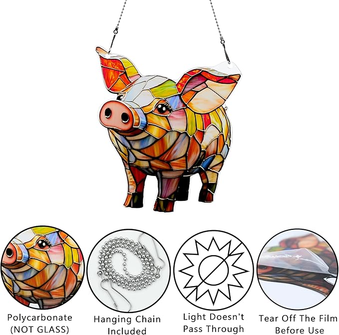 Cute Pig Ornaments Colorful Window Hanging Decorations Home Wall Decor for Indoor Outdoor