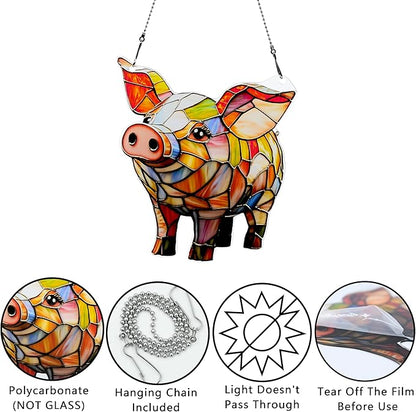 Cute Pig Ornaments Colorful Window Hanging Decorations Home Wall Decor for Indoor Outdoor