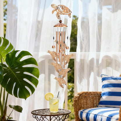 Sea Turtle Wind Chimes - Metal Windchimes Outdoors Decor Garden Patio Balcony Porch Indoor Home Art Hanging Decoration Thanksgiving Christmas New Year Birthday Gift for Women Mom Grandma Wife