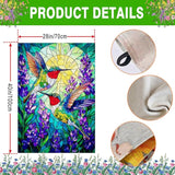 Spring Summer Hummingbird House Flag Double Sided 28x40 Inch, Stained Glass Hummingbird Floral Outdoor Flag Seasonal Farmhouse Outside Outdoor Decoration