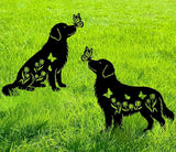 Golden Retriever Metal Decorative Garden Stakes for Memorial Yard Art, Lawn Ornaments,Outside, Patio, Outdoor Decor, Garden Decorations 2 PCS