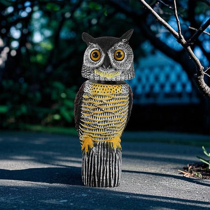 Glintoper Plastic Fake Owl Wagging Head Outdoor Statues 16.5 inch, Bird Scarecrow Horned Decoy, Bird Deterrents Scary Birds Away, Nature Enemy Pest Repellent for Outdoor Garden Yard Protectors