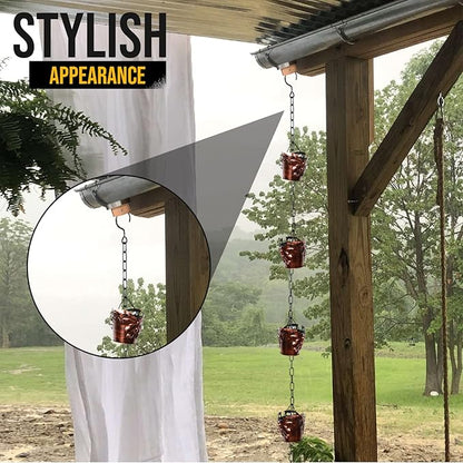 8.5FT Rain Chains for Drain Gutter Through Downspouts and Rain Barrel with Rain Chain Gutter Adapter - Outdoor Rust-Resistant Plated Iron and Thick Chain Garden Décor (Bronze-Butterfly)