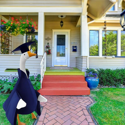 Graduation Goose Outfit for 23'' High Cement Goose Statue, Lawn Porch Clothes Cute Grad Yard Statue Outfit for Patio Outdoor Garden Decoration(Dark Blue)