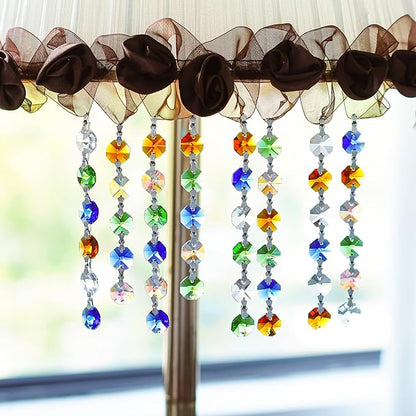 H&D 100pcs Multi Color Sun Catchers Crystal Glass 14mm Octagon Chandelier Beads for Suncatchers Wedding Home Window Garden Hanging Decor