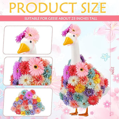 Abbylike 1 Set Spring Flower Porch Goose Outfits Colorful Spring Yard Goose Outfits Costume Clothes Fits Large 23'' Cement for Garden Yard Statue Pathway Decorations