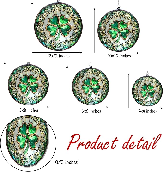 Shamrock Acrylic Suncatcher, Boho Suncatchers for Window Hanging Ornament, Stained Glass Effect Indoor Outdoor Garden Decor for St. Patrick's Day, Gifts for Mother's Day, Mom, Grandma, Wife, Women
