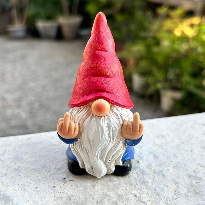 Middle Finger Gnome Mini 3.5in,Double Bird Gnome - Naughty Funny Outdoor Decoration for Yard Patio Lawn Ornament and Home Decor,Fairy Garden