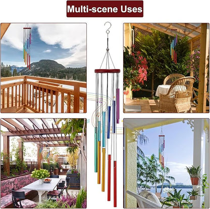 2 Pack Wind Chimes for Outside Wooden Sympathy Wind Chimes Memorial Wind Chime with 12 Aluminum Tubes and Hook Memorial Gift Decoration for Home Patio Outdoor Garden