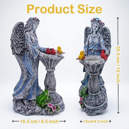Mrocioa Solar Outdoor Garden Decor Angel Statue Light with Color Changing Birdbath, Waterproof Led Home Decor Figurine Lights for Yard Patio Front Porch, Housewarming Gifts for Easter Spring