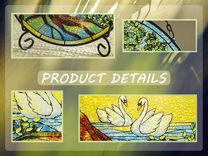 Stained Glass Window Hangings, Tree of Life with Hummingbird Suncatchers for Window, Treasured Gift for Mom, Grandma, Family and Friends (Tree of Life with Geese, 6.7x6.7 in)