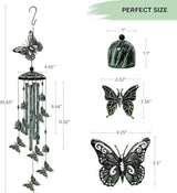 35" Butterfly Wind Chimes for Outside, Butterfly Wind Chimes Gifts for Mother's Day, Garden Decor for Outdoor Porch Patio Home Yard Decorations