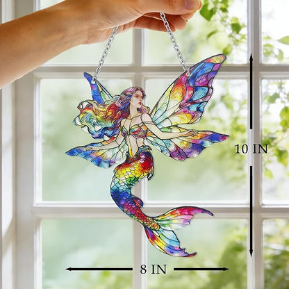 Fairy Suncatcher, Stained Glass Fairy Suncatcher Window Hanging, Suncatchers for Sister/Friend