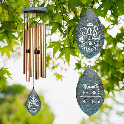 ASTARIN Personalized Happy Retirement Wind Chimes, Tree of Life Retirement Wind Chimes Gifts for Women/Men Teacher Coworker 2025, Going Away Farewell Gifts, Deep Tone Larde Wind Chime(Produced in USA)