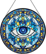 Evil Eye Stained Glass, Suncatcher for Window Hanging, Decoration for Window Sun Catcher Wall Art for Mom Grandma, Gifts for Spirits Lovers, for Home Yard Office Decor