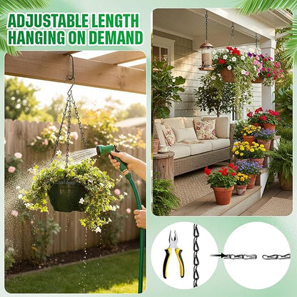 EBOOT 2 Pcs Hanging Chain for Bird Feeders, Planters, Lanterns and Ornaments (Black,9.5 Inch)