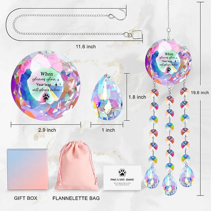 Pet Memorial Suncatcher - When Gleams Gleam, Your Lap Still Glows Below, Rainbow Prism Remembrance Gift for Loss of Dog/Cat, Sympathy Keepsake for Grieving Pet Owners