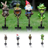 Outdoor Resin Garden Statue with Shovel, Handcrafted Frog Dwarf Rabbit Turtle Figurines for Lawn Decor, Weather-Resistant Yard Sculpture Art, Garden Ornament for Patio Lawn Landscape (Blue)