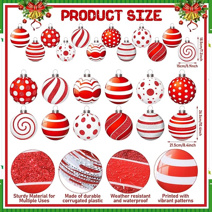 Huwena 24 Pcs Christmas Outdoor Decorations Hanging Ornaments Christmas Yard Signs Double Sided Lawn Decorations for Xmas Party Porch Lawn Decor (Fresh Style)