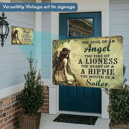 Vintage Hippie Metal Sign Funny Wall Art for Home Bar Cafe Garage Interior Decoration 8x12 inch