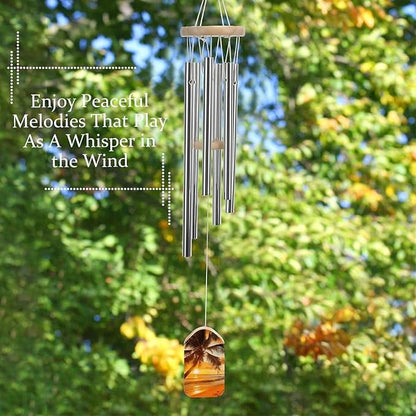 Wind Chimes for OutdoorsSmallAluminumWindChimewithGentleMelodicSounds6TubesTunedandWoodenPendantNaturalandRustic Patio Garden Decor