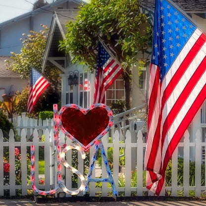 LAMPHOME 50L Patriotic Window Lights, July 4th Independence Day Decorations, Fourth of July USA Window Lights, Outdoor & Indoor 4th of July Window Lights for Home, Porch, Memorial Day Decor