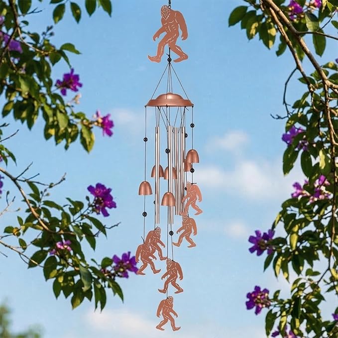 Bigfoot Wind Chimes Outdoor, Metal Sasquatch Gifts for Men Dad Grandpa, Unique Garden Patio Yard Decor Windchime