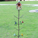 Multifunctional Metal Bird House Glass Bottle Tree Stake for Outdoor Colorful Garden Decorative Bottle Holder & Outdoor