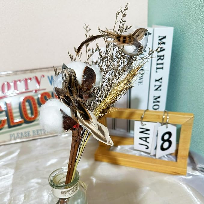 5pcs Artificial Birds Clip on Birds Christmas Tree Decorative Feather Artificial Sparrow for Yard Patio Ornaments Wreath Designs Garden Home Decor