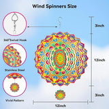 Wind Spinners,12 inch Multi Color Mandala with 360° Swivel Hook for Yard and Garden, Bird Wind Catcher, Metal Wind Spinners Outdoor for Lawn Hanging Crafts Decor Kinetic Yard Art Ornament Gifts