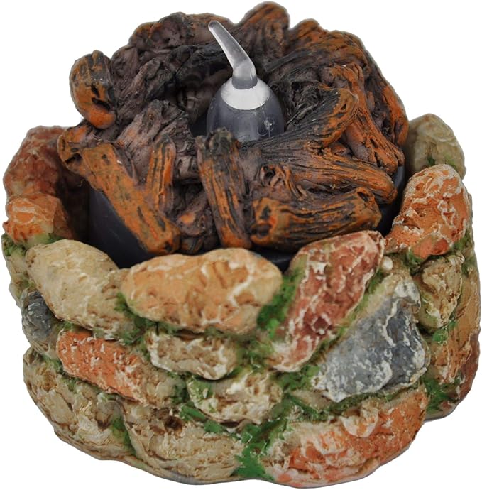 Miniature Fairy Garden Stone Fire Pit with Light