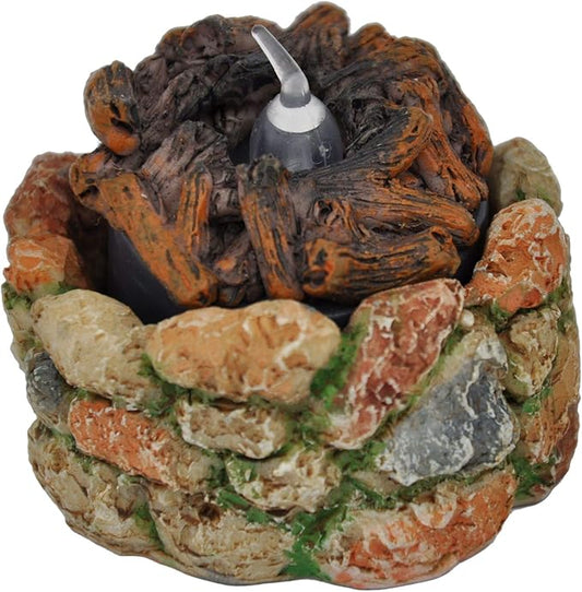 Miniature Fairy Garden Stone Fire Pit with Light