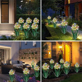 Homight Solar Metal Agave Butterfly Flower Stick Garden Sculpture - Outdoor Christmas Lights With Swaying Butterfly Sunflower - Solar Outdoor Gift (3 PCS Green)